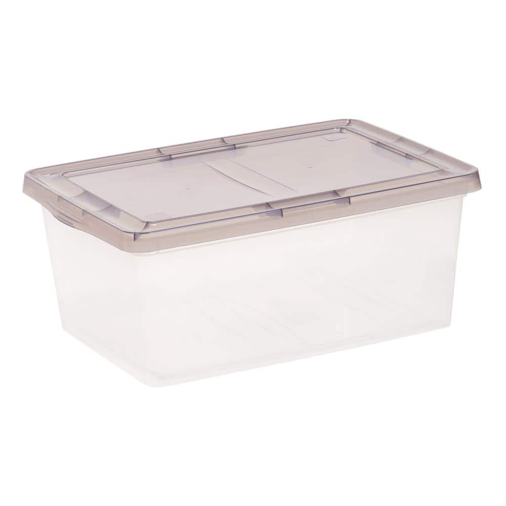 ten tweede Hoogte aanval 17 qt. Snap Top Plastic Storage Box in Clear with Gray Lid 500218 - The  Home Depot