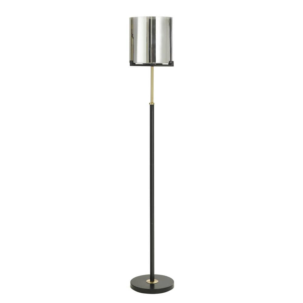 59 in. Black 1-Light Standard Floor Lamp with Glass Drum Shade price history on PriceWatchPro
