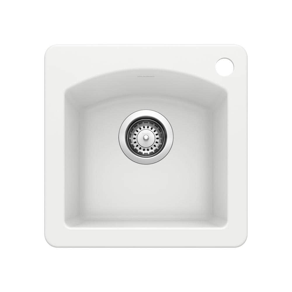 DIAMOND SILGRANIT White Granite Composite 15 in. 1-Hole Drop-In/Undermount 
