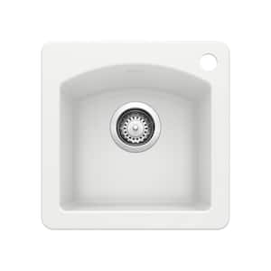 DIAMOND SILGRANIT White Granite Composite 15 in. 1-Hole Drop-In/Undermount bar sink in White