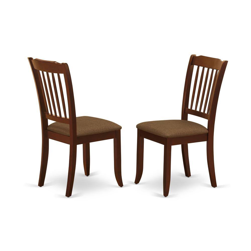 Mahogany Asian Hardwood Dining Table Set with Brown Slat Back Chairs