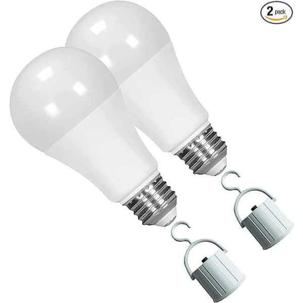 CIATA Rechargeable Light Bulb - 60-Watt Equivalent A19 Daylight (5000K) LED Light Bulb with Backup Battery - 2 Pack