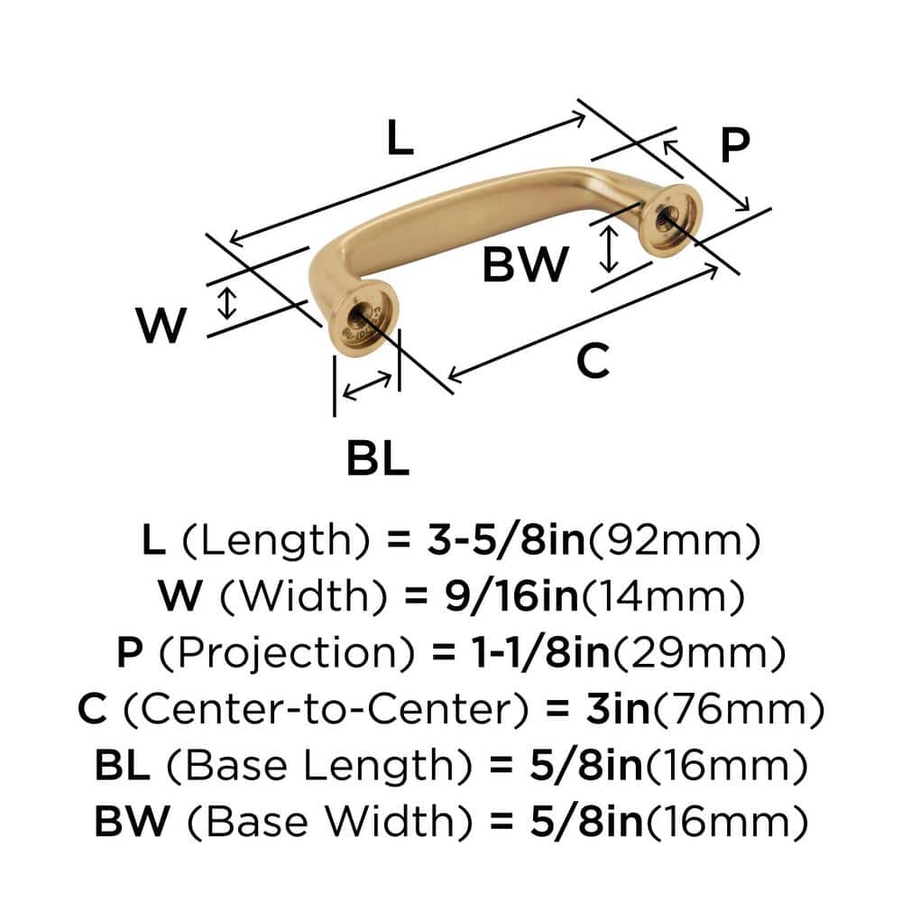 Champagne Bronze 3" Cabinet Bar Pull with Mounting Hardware