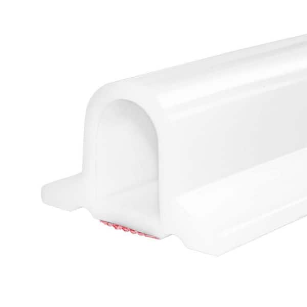 67 in. White Collapsible Shower Threshold Water Dam, Silicone Shower Water Stopper Barrier for Wheelchair Accessible