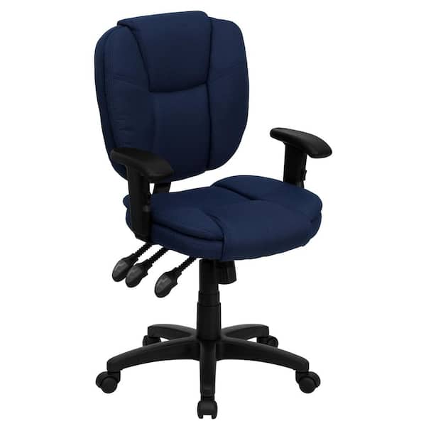 Flash Furniture Fabric Swivel Ergonomic Mid-Back Office Task Chair in Navy Blue