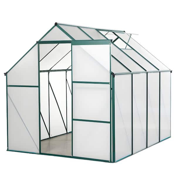 74.8 in. W x 98.42 in. D x 76.77 in. H Green Aluminum Outdoor Patio Greenhouse, Expand Your Gardening Space