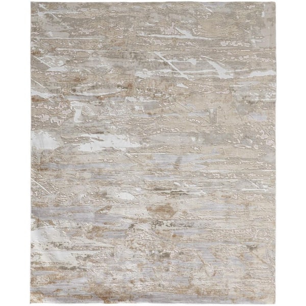 5 ft. x 8 ft. Tan and Ivory Abstract Area Rug
