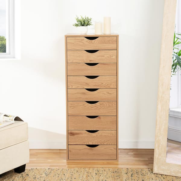 HOMESTOCK Natural, 9-Drawer with Shelf, Office File Storage Cabinets for Home Office