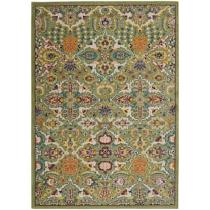 Green 6 ft. x 9 ft. Floral Power Loom Area Rug