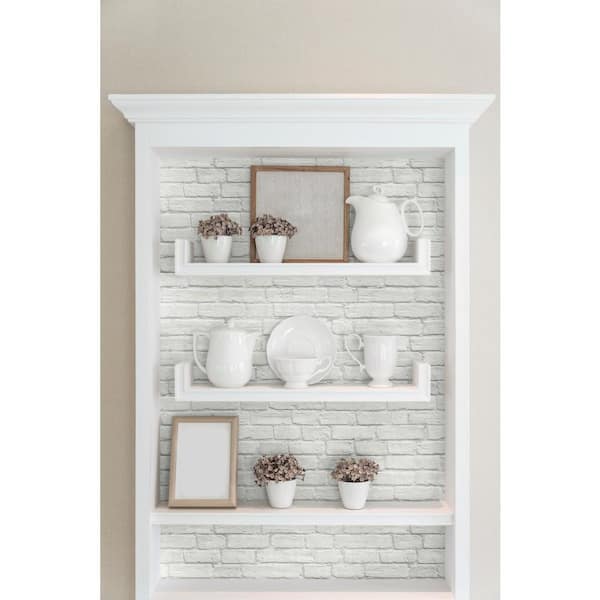 Brick White Vinyl Peel and Stick Wallpaper Roll (Covers 30.75 sq. ft.)