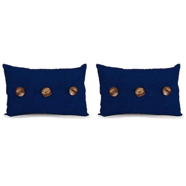 13 in. L x 20 in. W x 6 in. T Rectangular Outdoor Lumbar Pillow in Zayne Seaport (2-Pack)