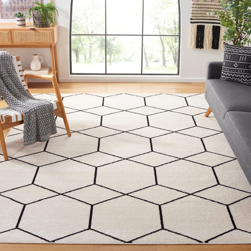 Tulum 8 ft. x 10 ft. Ivory/Black Geometric Modern Area Rug price history on PriceWatchPro