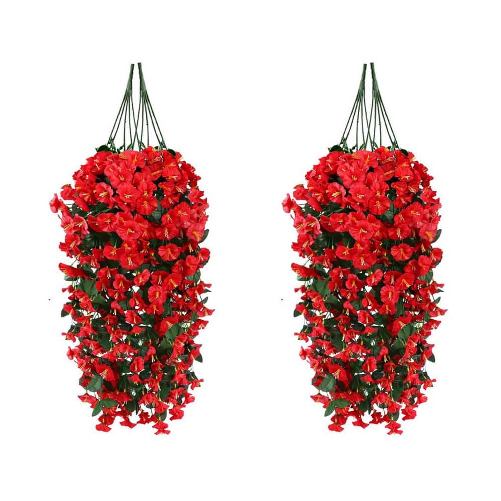 Artificial Red Morning Glory Vines, 4-pack L0D9NZ2NRF - The Home Depot