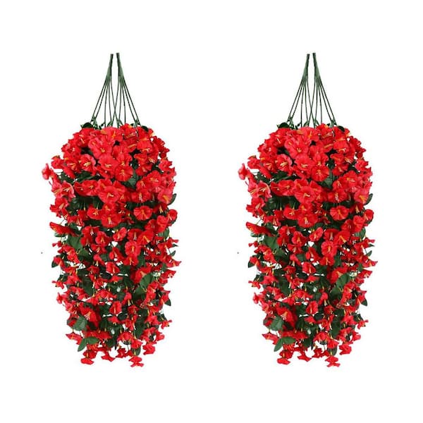 Artificial Red Morning Glory Vines, 4-pack L0D9NZ2NRF - The Home Depot
