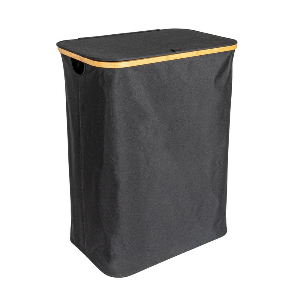 Black 29.1 in. H x 14.6 in. W x 22.4 in. D Polyester Modern Rectangle Laundry Room Hamper price history on PriceWatchPro