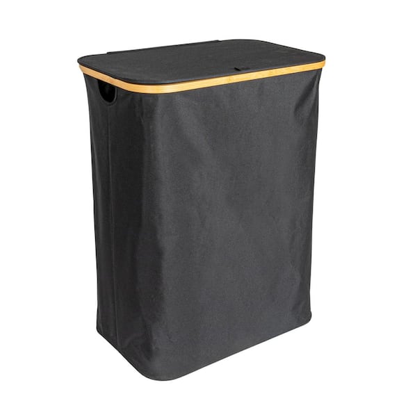 Black 29.1 in. H x 14.6 in. W x 22.4 in. D Polyester Modern Rectangle Laundry Room Hamper