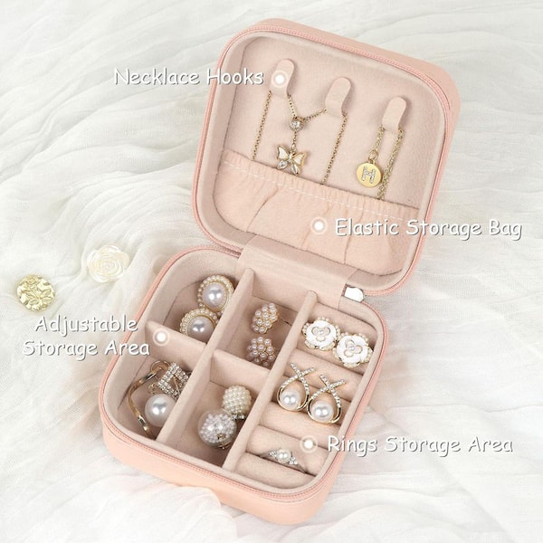 Pink Portable PU Leather Mini Jewelry Box YJ00660 - The Home Depot