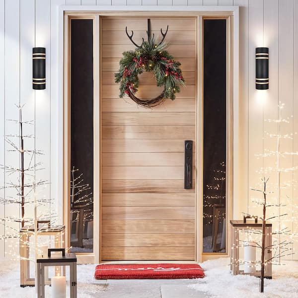 Kohls 2-Light Matte Black Outdoor Wall Lantern Sconce with Light Sensor