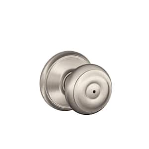 Bowery Satin Brass Privacy Bed/Bath Door Knob with Collins Trim