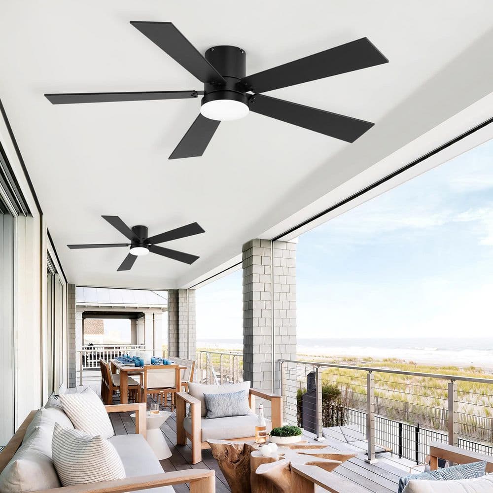 Hilfro 2-Pack 42 in. Black Flush Ceiling Fan with Integrated LED, 5 Black/Brown Blades and Remote Included price history on PriceWatchPro