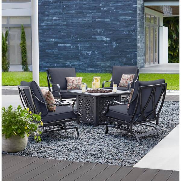 highland point black pewter aluminum outdoor patio rocking lounge chair