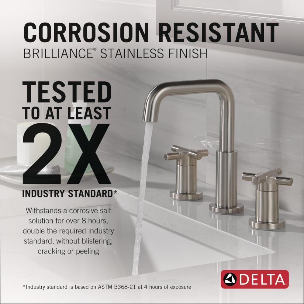 Nicoli Stainless Steel Widespread Bathroom Faucet with Cross Handles