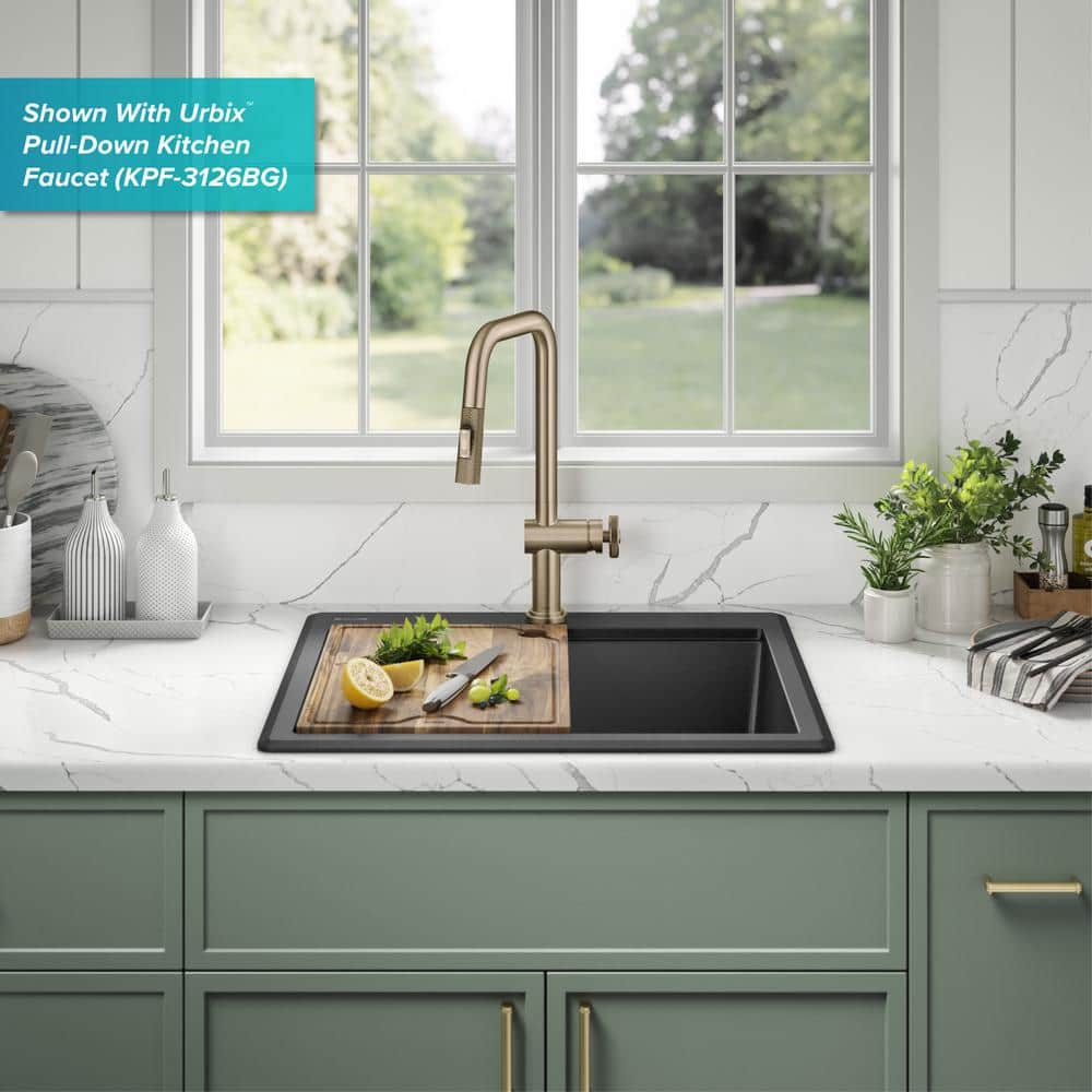 Metallic Black Granite Composite Single Bowl Kitchen Sink