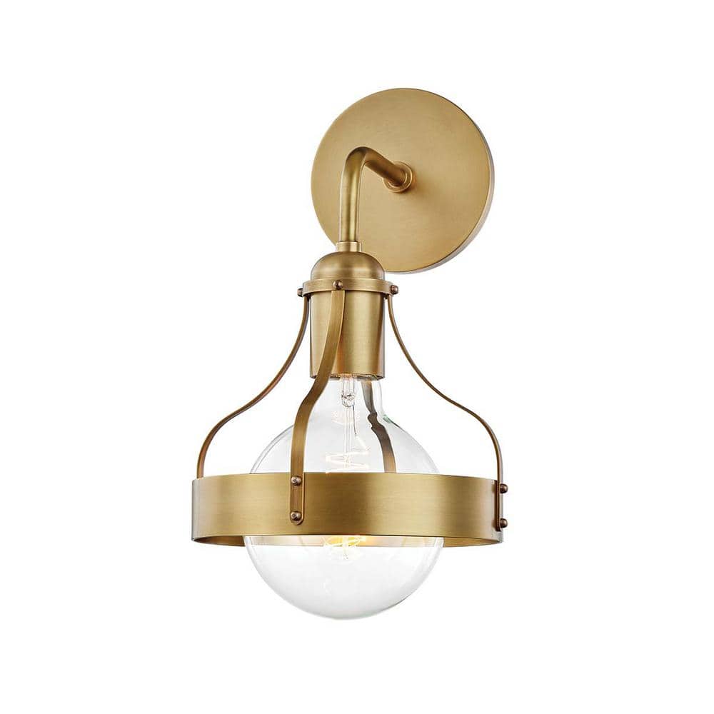Mitzi by Hudson Valley Lighting Casey 1-Light Aged Brass Wall Sconce  H523101-AGB - The Home Depot