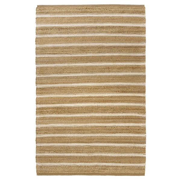 Unbranded Nautical Coastal Striped Hand-Woven Indoor  Ivory  5 ft. x  7 ft. 9 in. Area Rug
