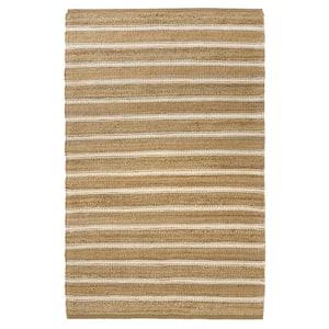 Nautical Coastal Striped Hand-Woven Indoor LR82490 Ivory  5 ft. x  7 ft. 9 in. Area Rug