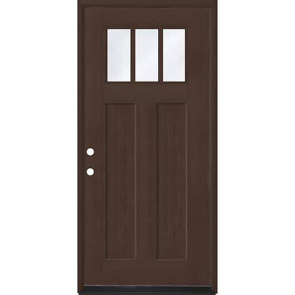 Regency 36 in. x 80 in. 1/4 TopL 3SDL Clear Glass RHIS Hickory Fir Fiberglass Prehung Front Door with 4-9/16 Jamb