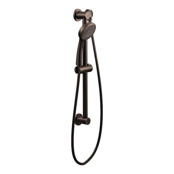 1-Spray Eco-Performance 4 in. Hand Shower with Slide Bar in Oil Rubbed Bronze