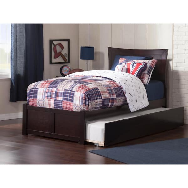 AFI Metro Twin Extra Long Bed with Footboard and Twin Extra Long Trundle in Espresso