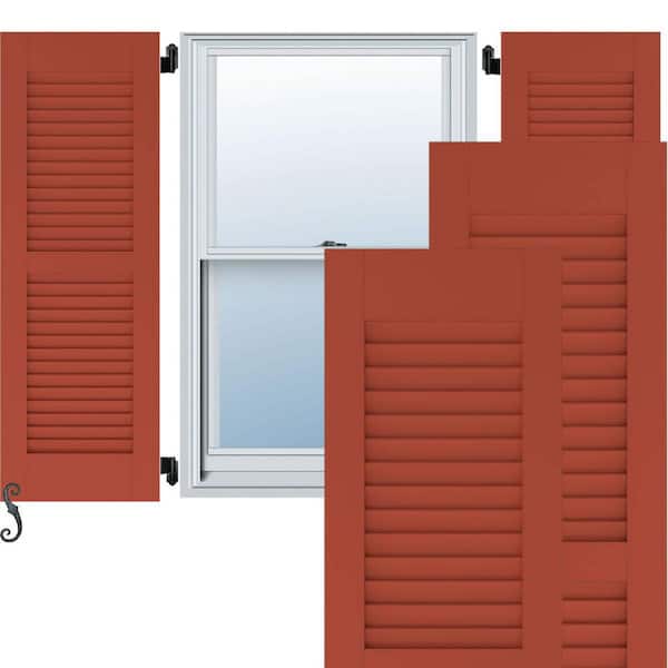 Ekena Millwork 12-in W x 55-in H Americraft Two Equal Louver Exterior Real Wood Shutters (Per Pair), Colorful Leaves