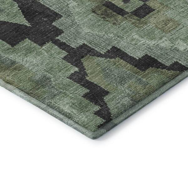 Mayfield Premium Machine Washable Abstract AMF1894 Aloe 2 ft. 3 in. x 7 ft. 6 in. Runner Rug