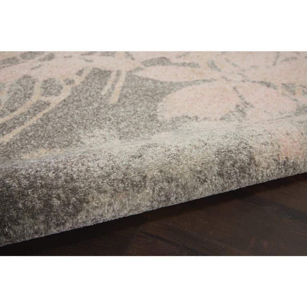 Grey and Pink Floral Synthetic 4' x 6' Area Rug
