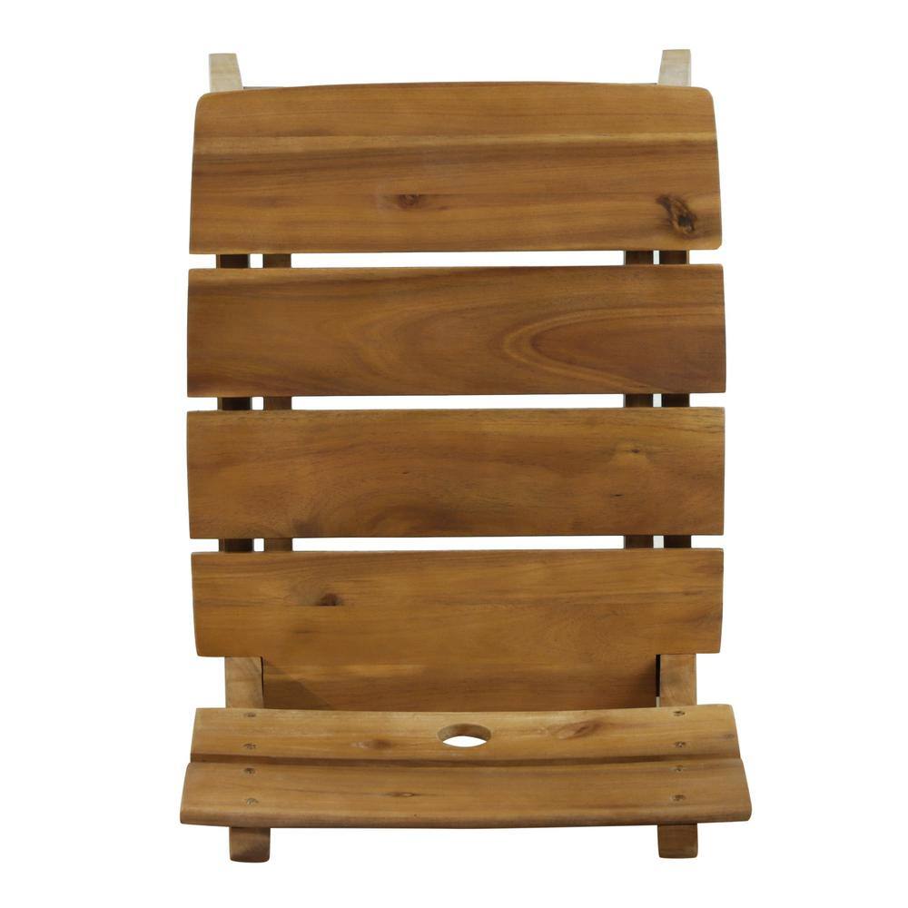Rustic Teak Finish Outdoor Bar Stool with Splayed H-Frame Legs