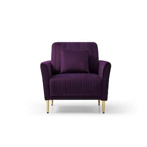 Purple Velvet Singel Accent Sofa Arm Chair (Set of 1)