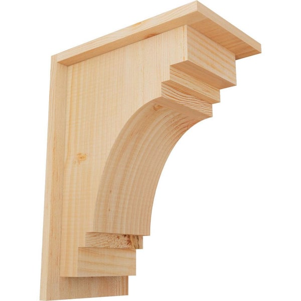 Ekena Millwork 7-1/2 in. x 12 in. x 16 in. Douglas Fir Pescadero Smooth Corbel with Backplate