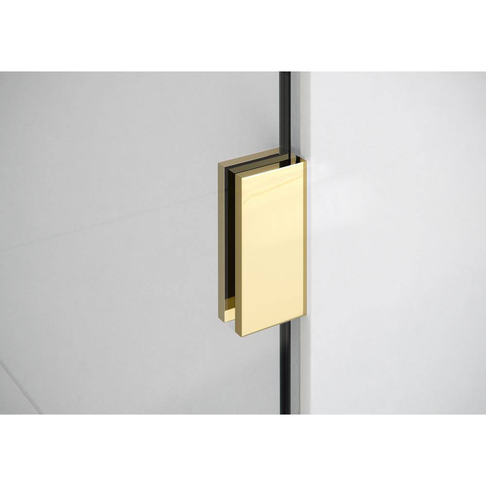 Vela 36 in. x 78 in. Frameless Glass Shower Panel with Polished Brass Hardware