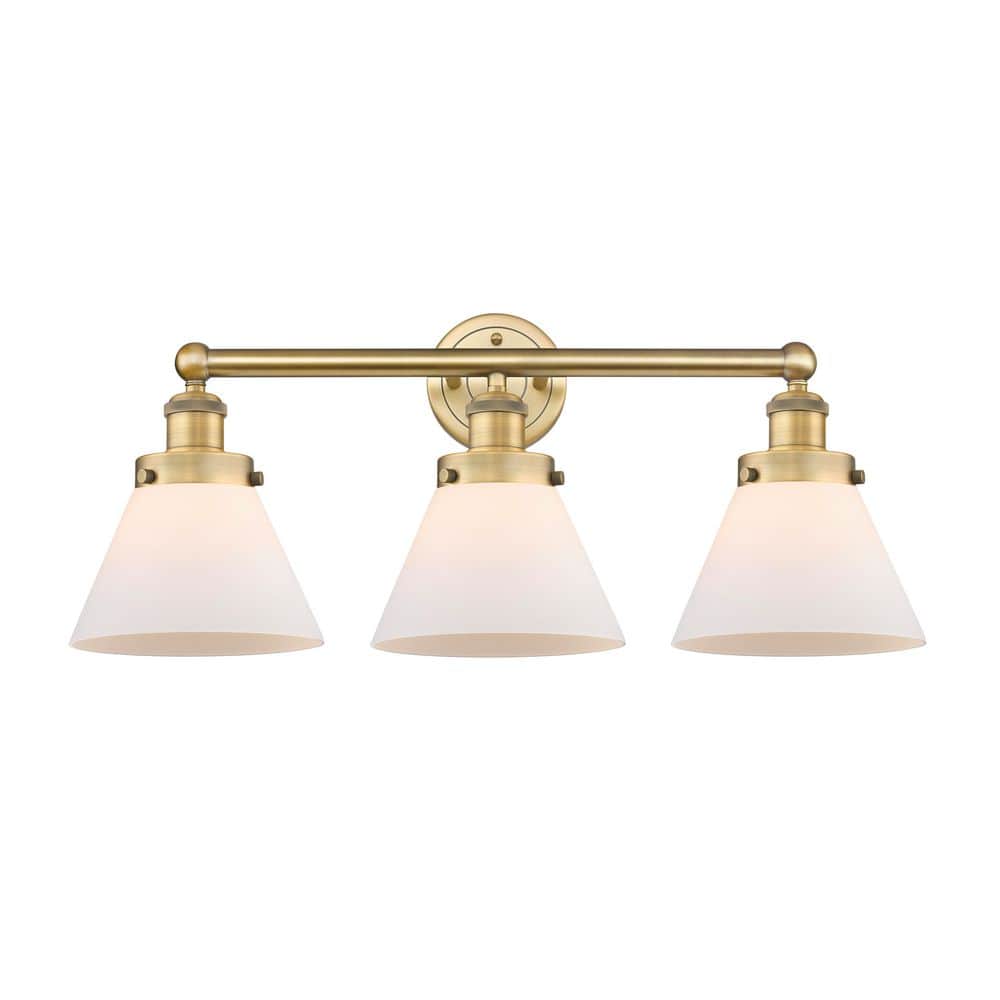 Cone 25.75 in. 3-Light Brushed Brass Vanity Light with Glass Shade price history on PriceWatchPro