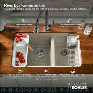 Riverby Drop-In Cast Iron 27 in. 1-Hole Single Bowl Kitchen Sink in White with Stainless Basin Rack