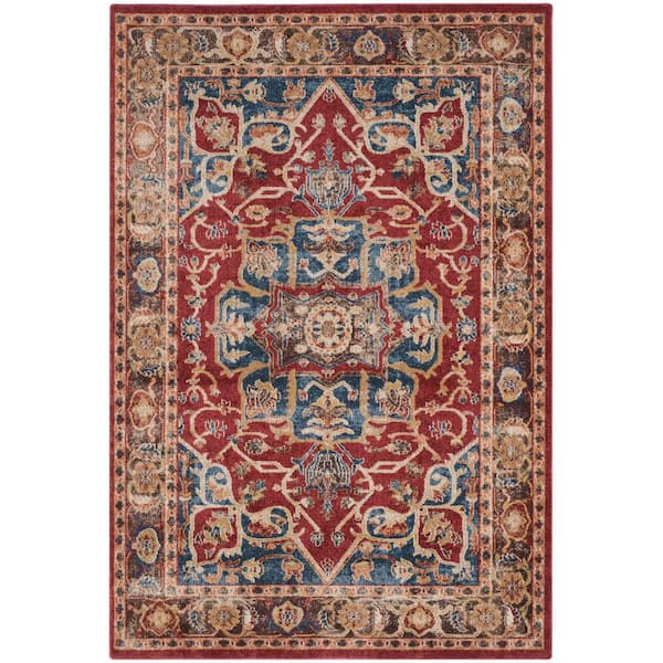 SAFAVIEH Bijar Red/Royal 4 ft. x 6 ft. Border Floral Medallion Area Rug