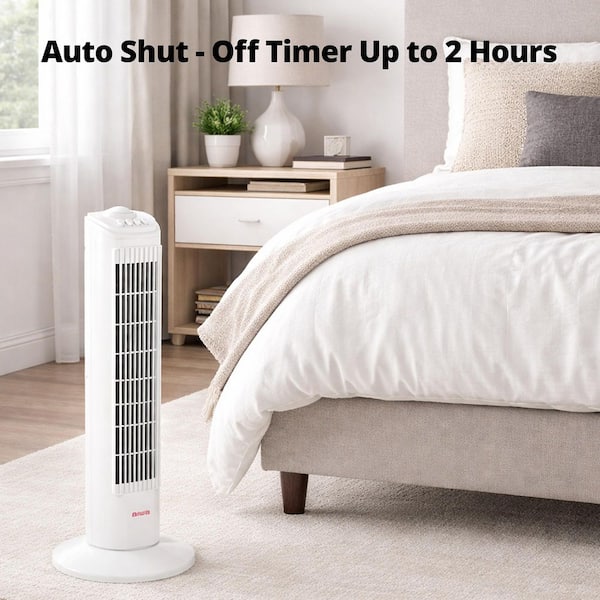 AIWA 28 in. 3 fan speeds Oscillating Tower Fan in White with Ultra