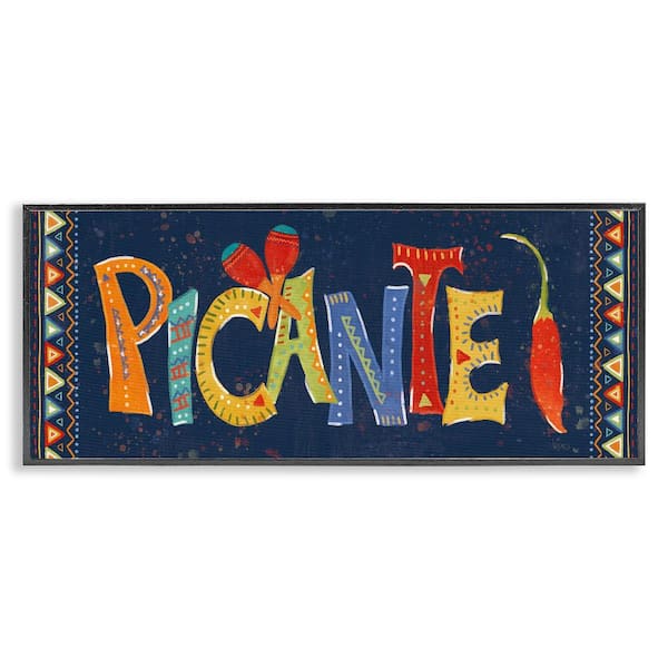 Stupell Industries Picante with Spicy Pepper by Veronique Charron Black Framed Food Giclee Art Print 13 in. x 30 in.
