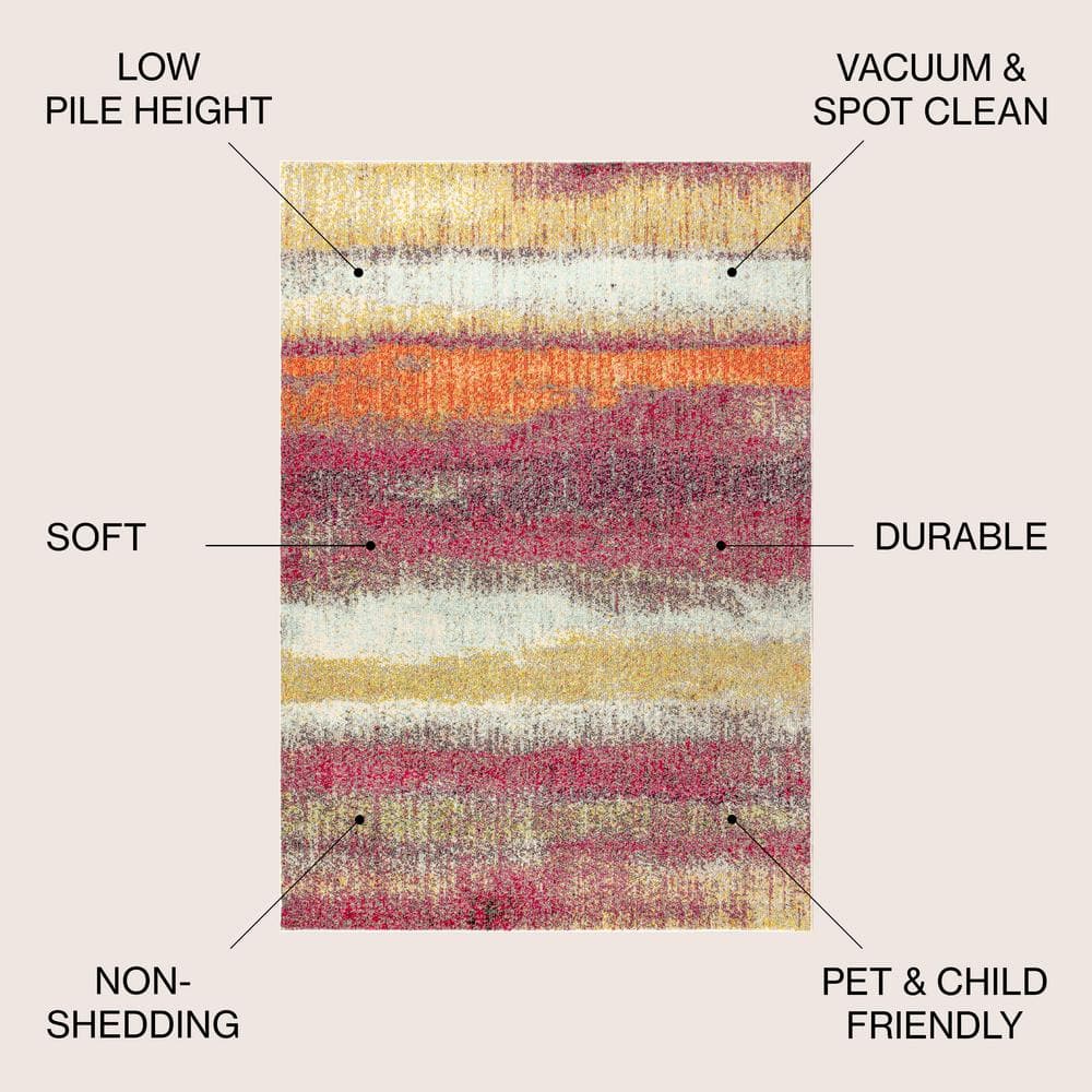 Luxe Soft Weave Abstract Cream & Pink Synthetic Area Rug