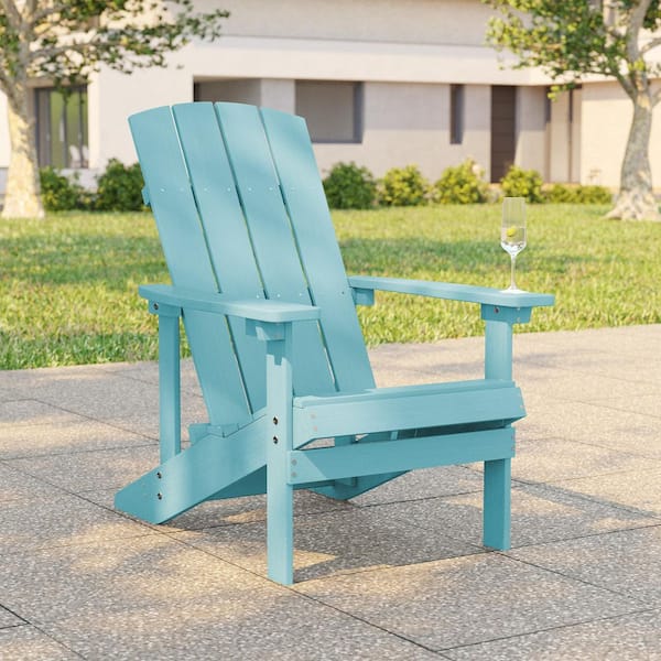 Recycled Plastic Weather Resistant Outdoor Patio Adirondack Chair in Lake Blue