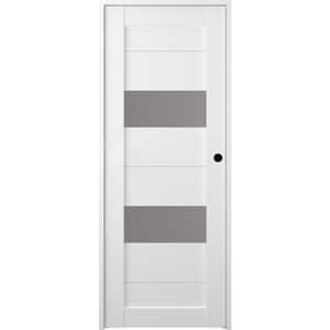32 in. x 80 in. Berta Left-Hand Solid Core Composite 2-Lite Frosted Glass Bianco Noble Wood Single Prehung Interior Door