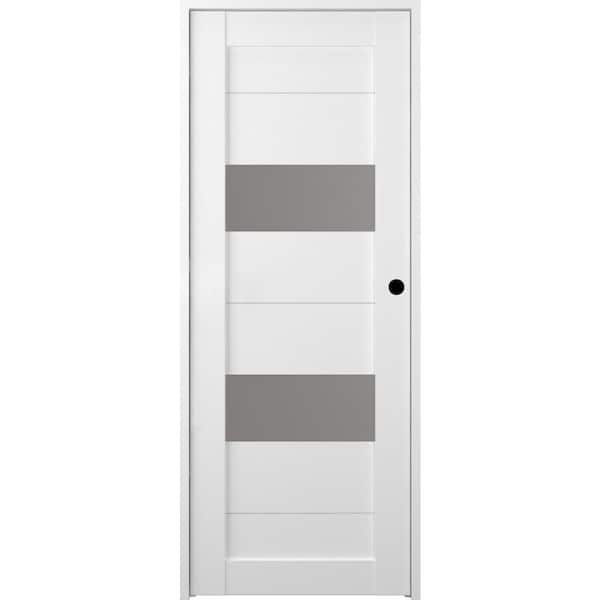 Belldinni 32 in. x 80 in. Berta Left-Hand Solid Core Composite 2-Lite Frosted Glass Bianco Noble Wood Single Prehung Interior Door