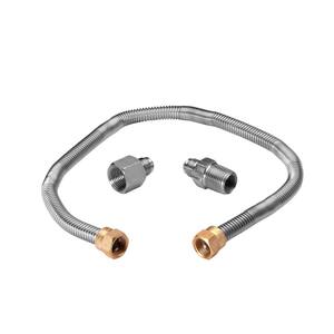24 in. Whistle Free Flex Hose for Gas Fire Pits, 3/8 in. with 1/2 in. NPT Adapters
